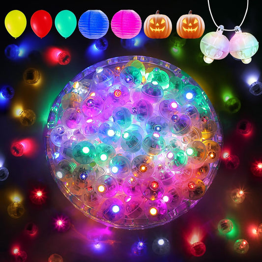 Aogist 50Pcs Balloon Lights with Hook,Long Standby Time,Waterproof Mini Light for Birthday Party Wedding Christmas Halloween Easter Decorative(Steady, 10-Colors)