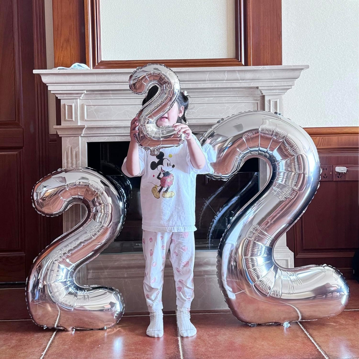 GOER Silver Number 2 Foil Balloons,Huge Number Balloons for 2nd 22nd Birthday Party Supplies Anniversary Decorations(3 pcs,42 inch,32 inc,16inch)