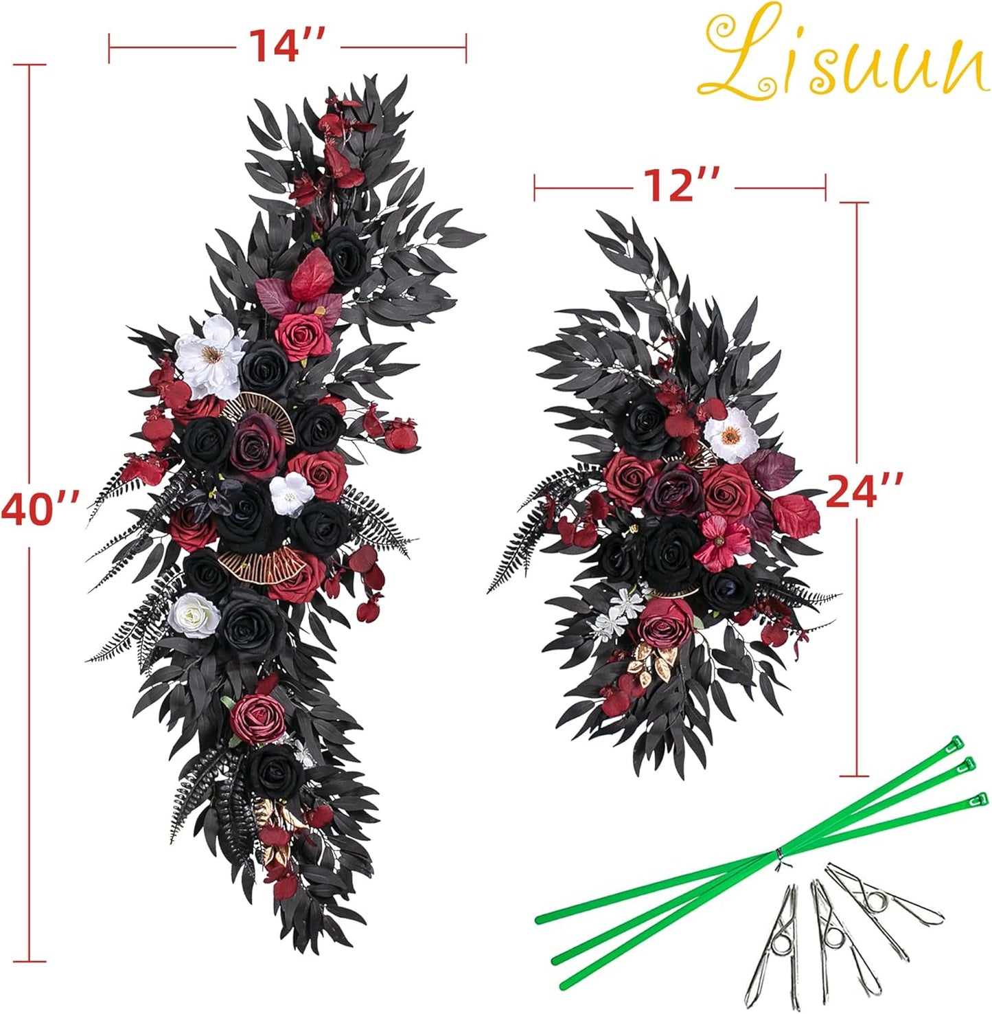 Wedding Arch Flowers, Artificial Flowers for Decoration, Large Flower Swag for Boho Styles Wedding Ceremony Floral Decor - Pack of 2