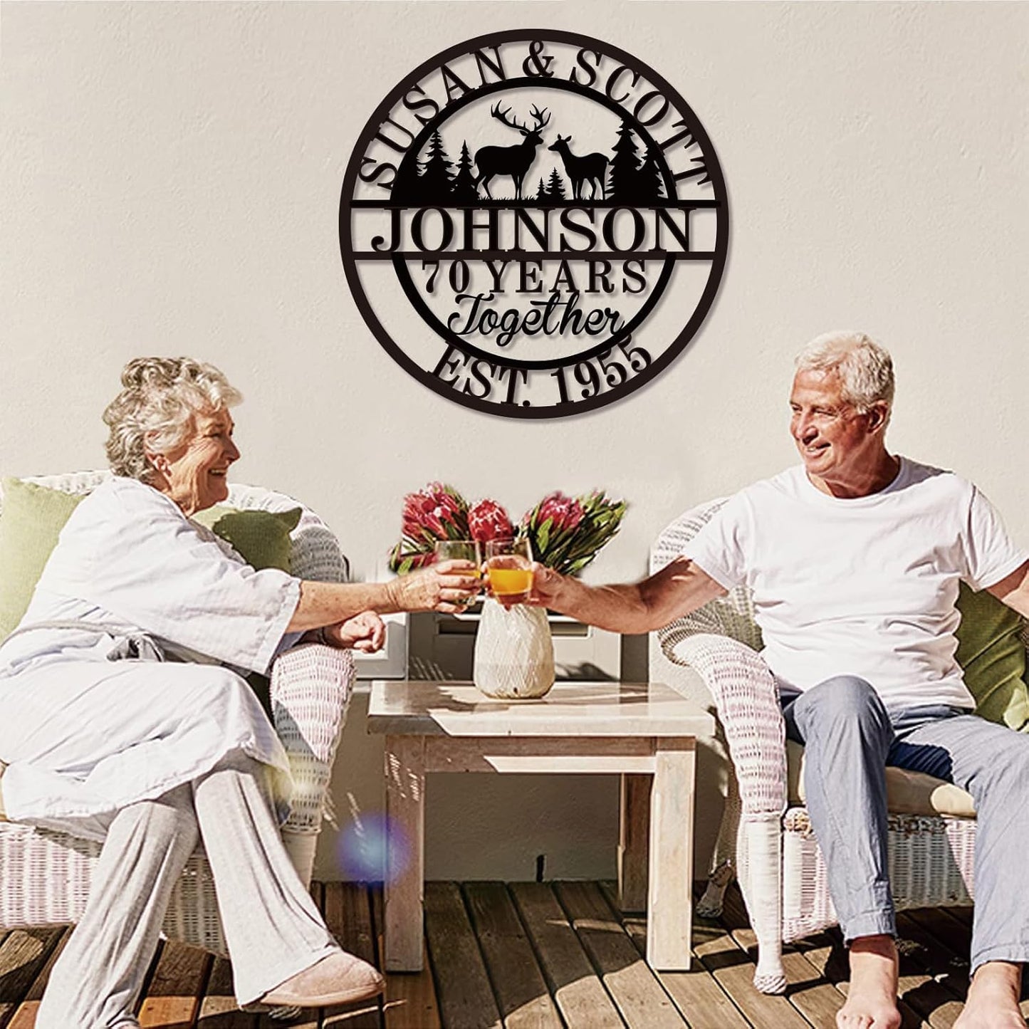 Personalized Wedding Anniversary Sign Gifts, Custom 50th 40th 65th 60th 25th 70th Anniversary Metal Sign, Wedding Gifts for Couples, Custom Name Sign, House Warming Gifts New Home