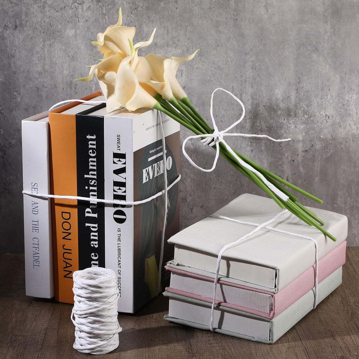 Syhood 65 Feet Floral Wire Rustic Vine Bind Wire for Craft Wrapping Flower Bouquets(White,1 Roll)