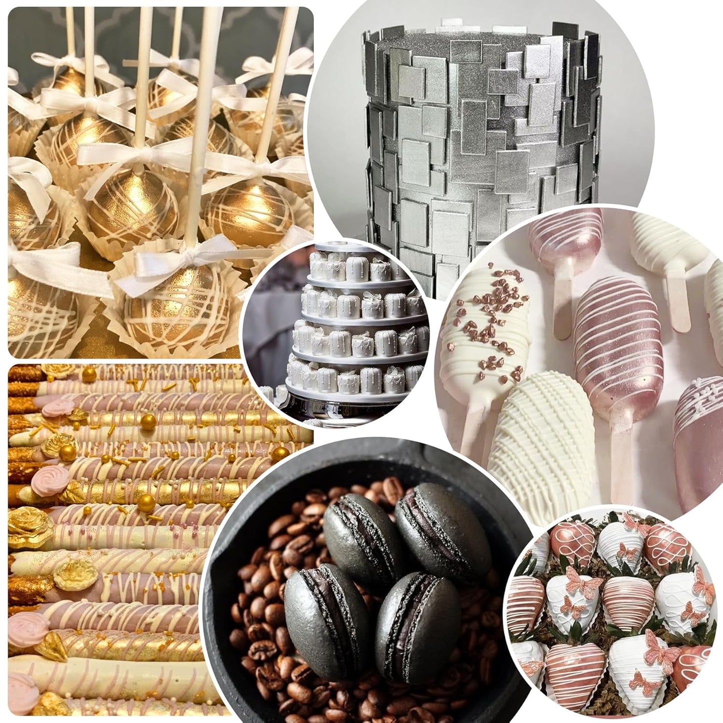 Edible Glitter Paint - 2 fl.oz Food Grade Metallic Glitter Cake Paint for Cake Decorating, Baking, Cupcakes - Shimmer Art Decorative Liquid Edible Paint Food Coloring for Fondant, Donuts (White)