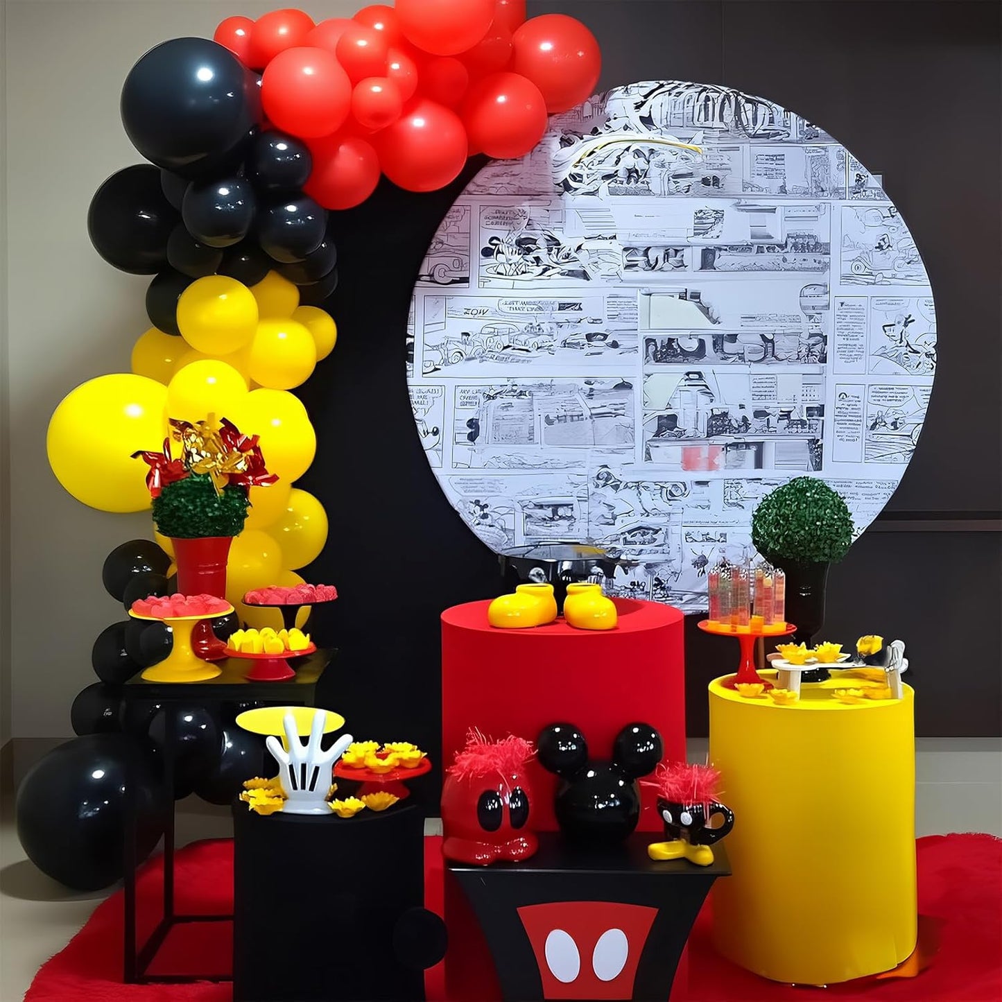 12Inch Red Yellow Black Balloons, Color Helium Party Balloon Yellow Red Black Latex Balloons with Cartoon Coffetti Balloon for Race Car Birthday Baby Shower Carnival Party Decorations