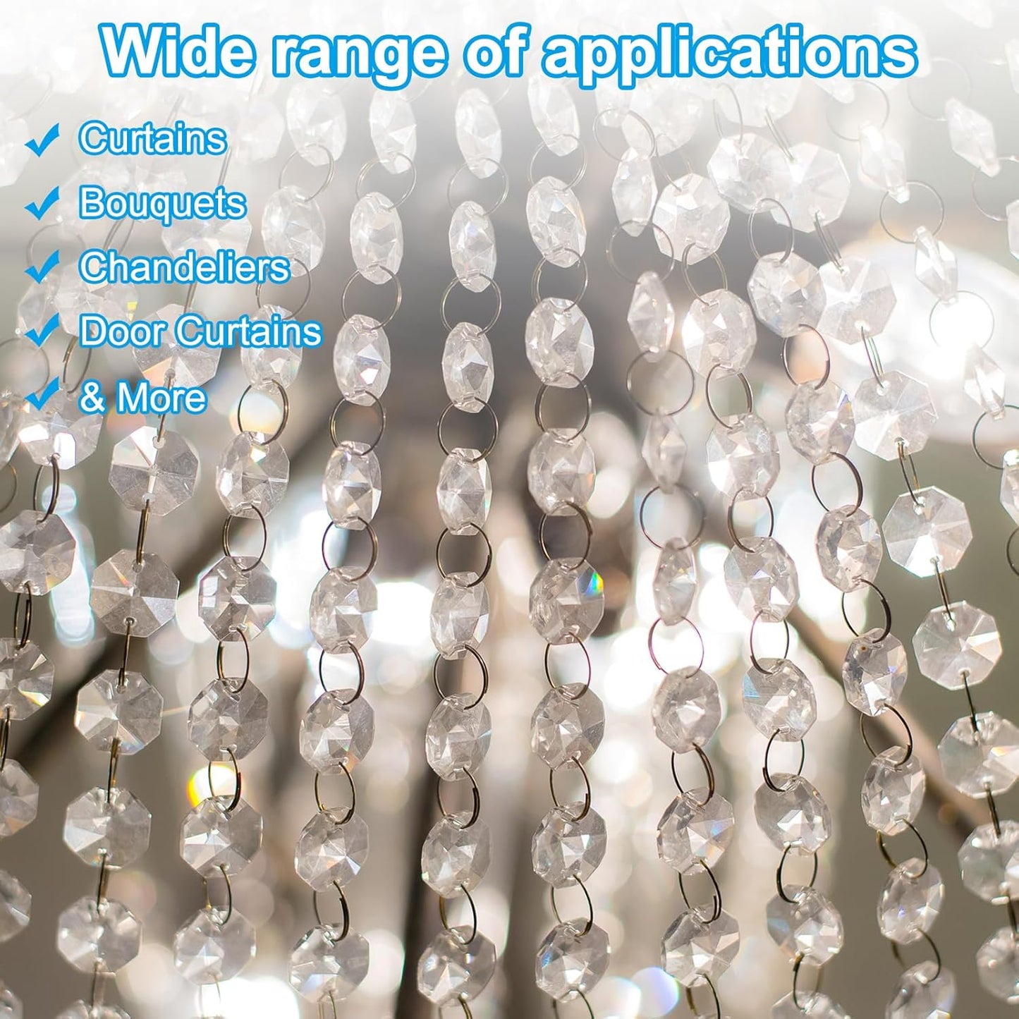 PATIKIL 14 mm Crystal Garland Strands, 98.4 Ft Acrylic Octagon Chandelier Bead Chains String for DIY Craft Wedding Party Home Decorative Jewelry Making, Purple