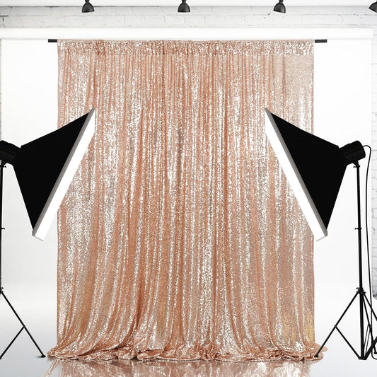 Eternal Beauty Rose Gold Sequin Backdrop, 6x6 Ft Glitter Background Curtains for Shimmer Photography Party Wedding Birthday Back Drop Decor