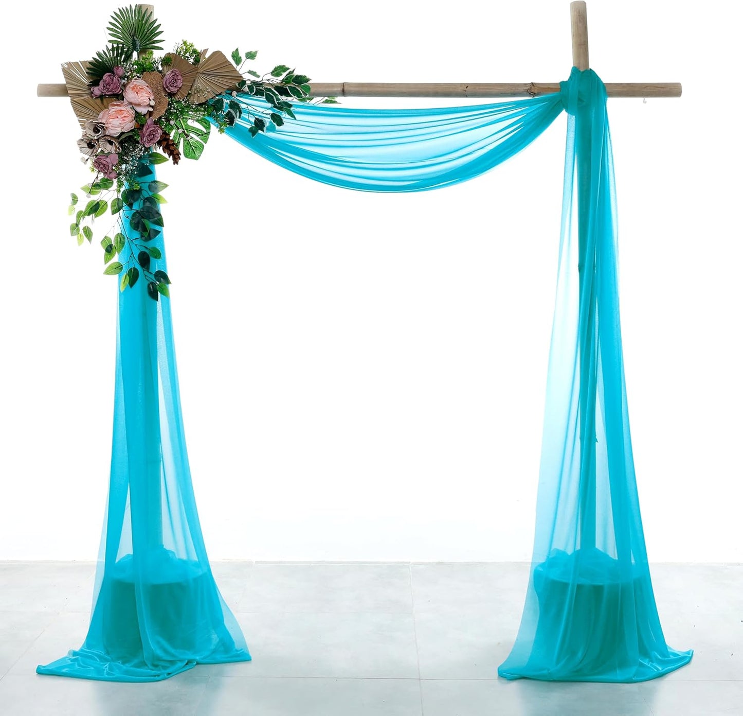 VDS Pack of 1 Panel (30 Inch X 50 Feet) Wedding Arch Draping Fabric Sheer Chiffon Fabric Drapery for Wedding Ceremony Reception Swag Backdrop Canopy Chuppah ARBO Altars Decoration (Peacock Blue)