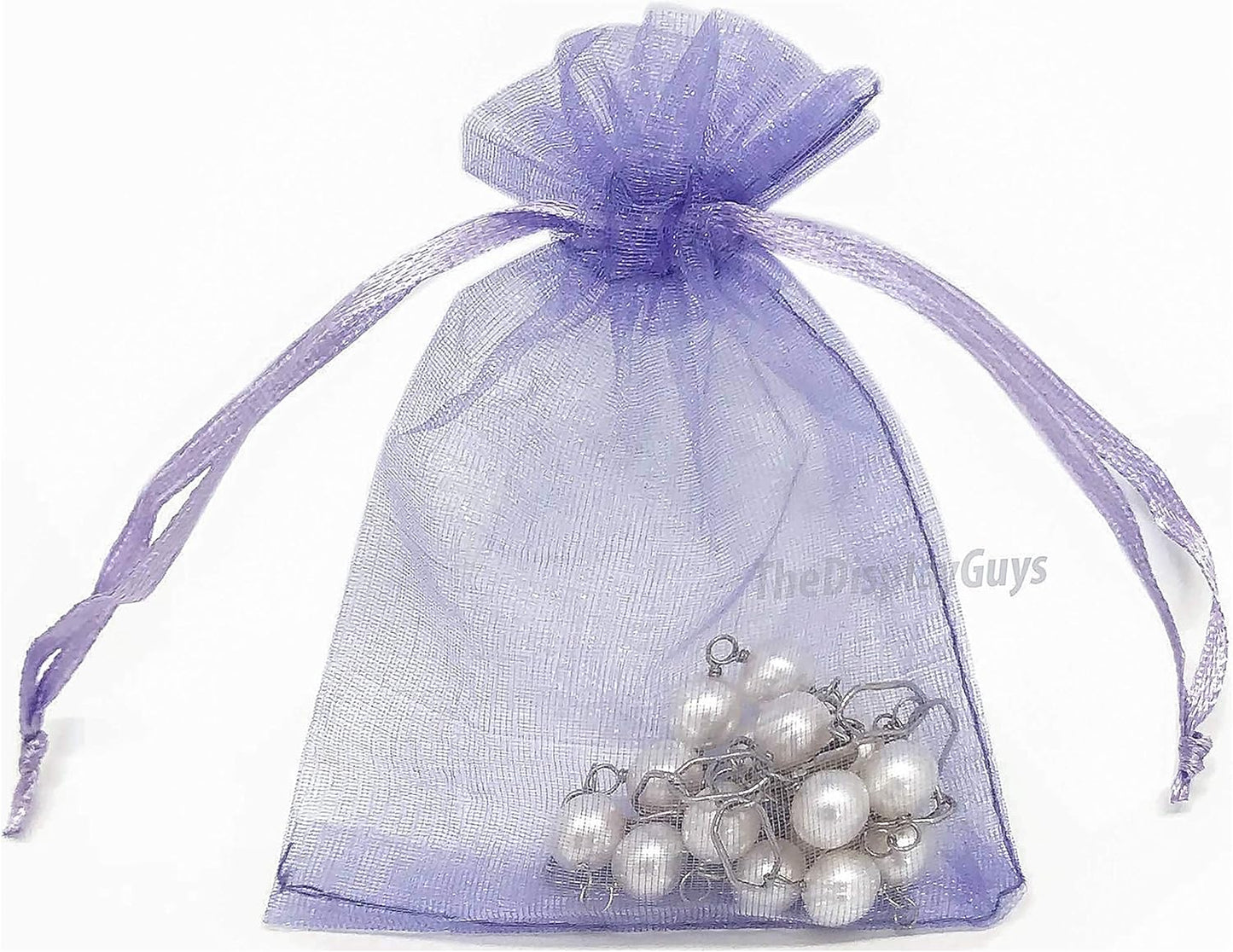 TheDisplayGuys 48-Pack 3x4 Lavender Sheer Organza Gift Bags with Drawstring, Goodie Bags for Jewelry, Candy Bags, Treat Bags, Wedding Favors Small Mesh Bags