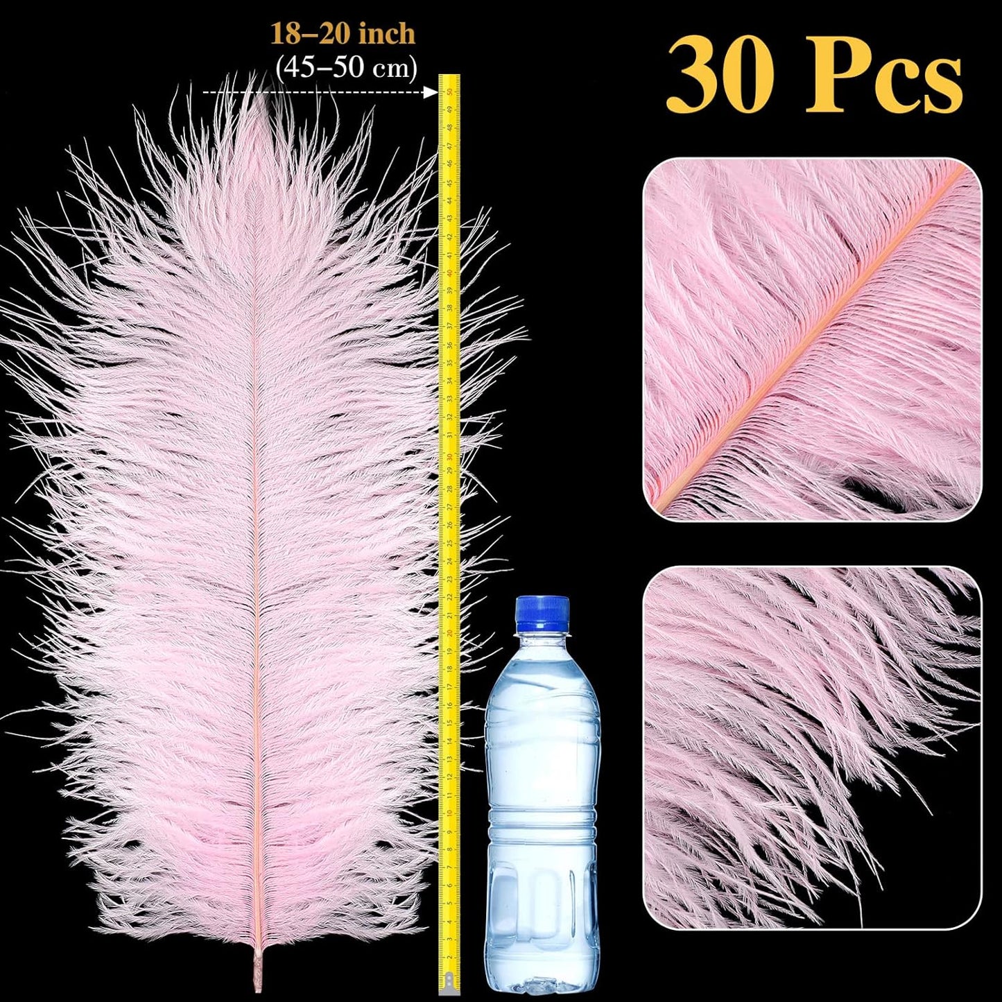 Retrowavy 30 Pcs 18-20 Inch Large Natural Ostrich Feathers Bulk for Centerpieces for Wedding Party Centerpieces Home Decoration Flower Arrangement (Pink)