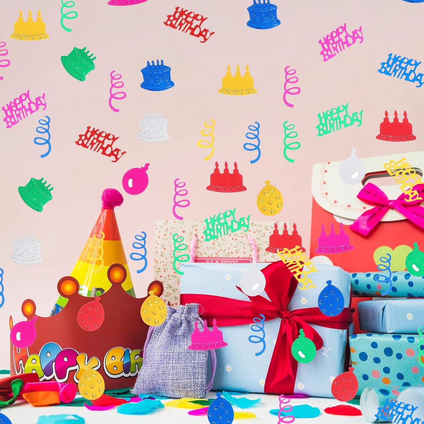 3000PCS Happy Birthday Confetti, Colorful Table Confetti, Metallic Foil Sprinkles or DIY Multicolor Birthday Sequins Metallic, Suitable for Birth day Party, Baby Shower, DIY Arts and Crafts
