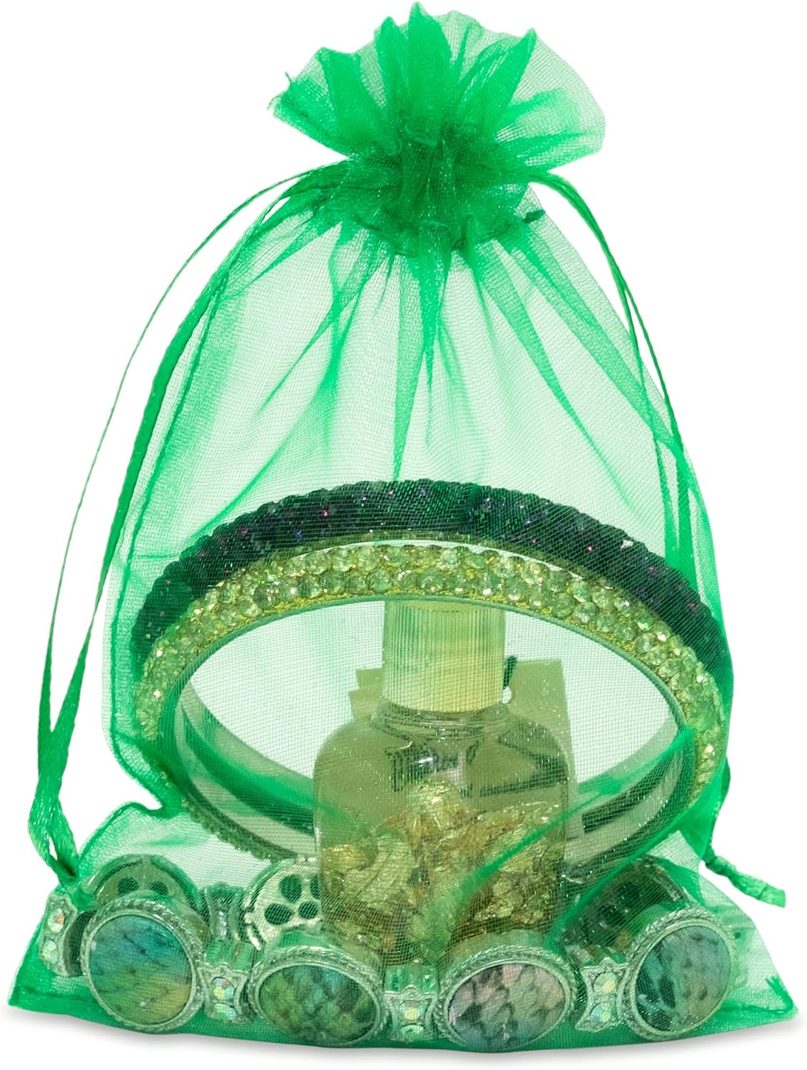 TheDisplayGuys 48-Pack 4x6 Light Green Sheer Organza Gift Bags with Drawstring, Jewelry Candy Treat Wedding Party Favors Mesh Pouch