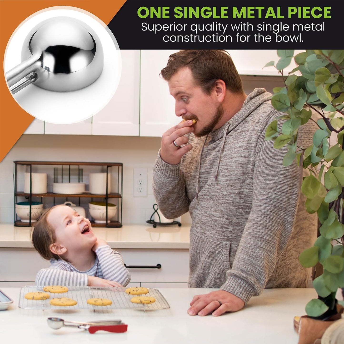 Spring Chef Red Small 1 Tbsp Stainless Steel Cookie Scoop for Baking - Multifunctional Melon Baller - #60 Cookie Dough Scoop with Trigger Release for Ice Cream, Protein Ball - Fruit Scooper and Baller