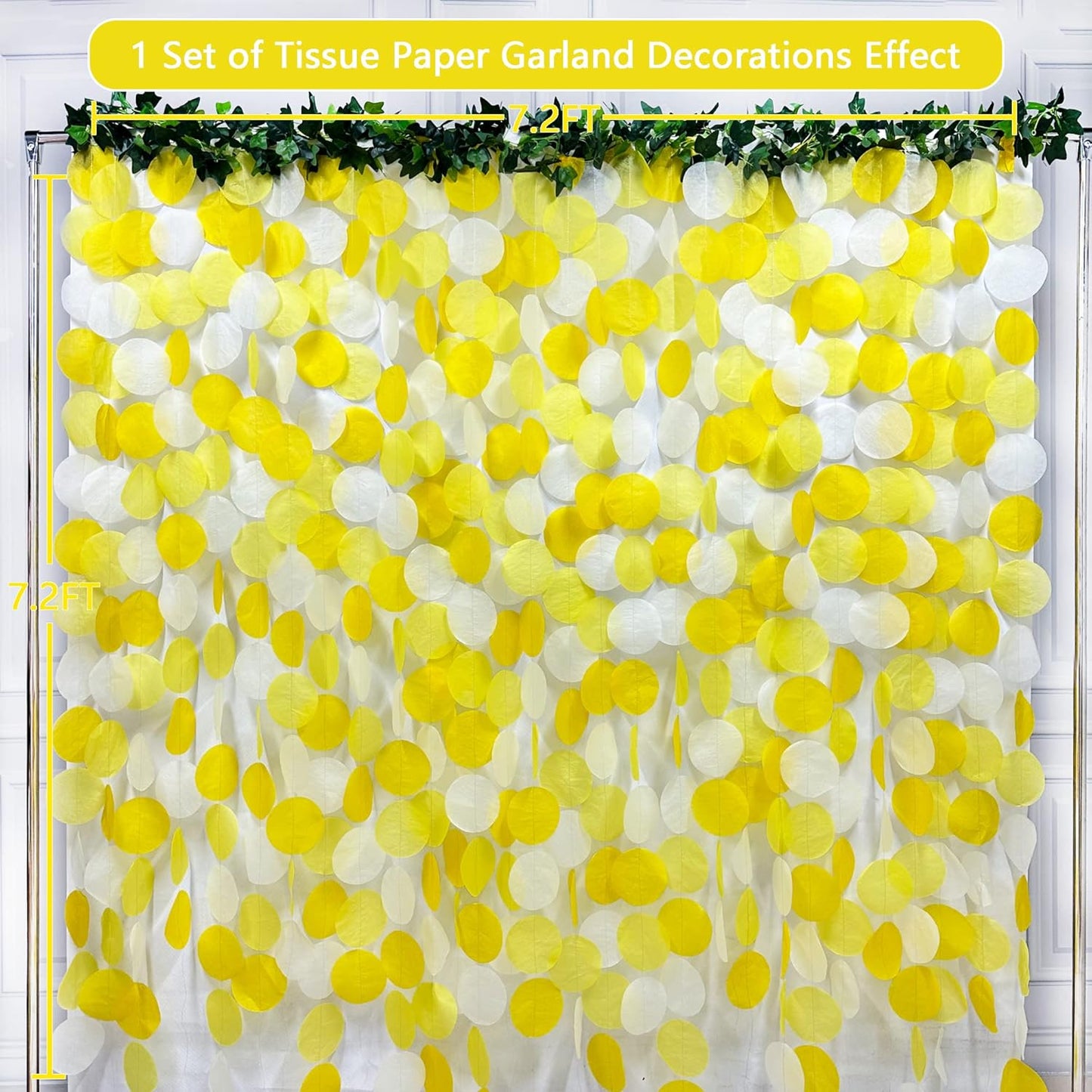 Party Decor - Gradient Yellow Backdrop and Tissue Paper for Birthday, Baby Shower and more