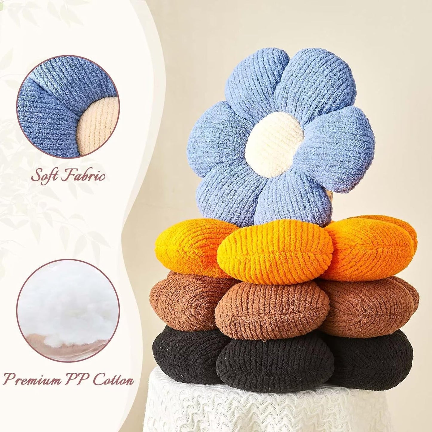 Flower Throw Pillow, Soft Orange 19.6" Shaped Floor Pillow for Home Decor, Cute Aesthetic Plush Decorative Pillows for Bed, Sofa, Couch