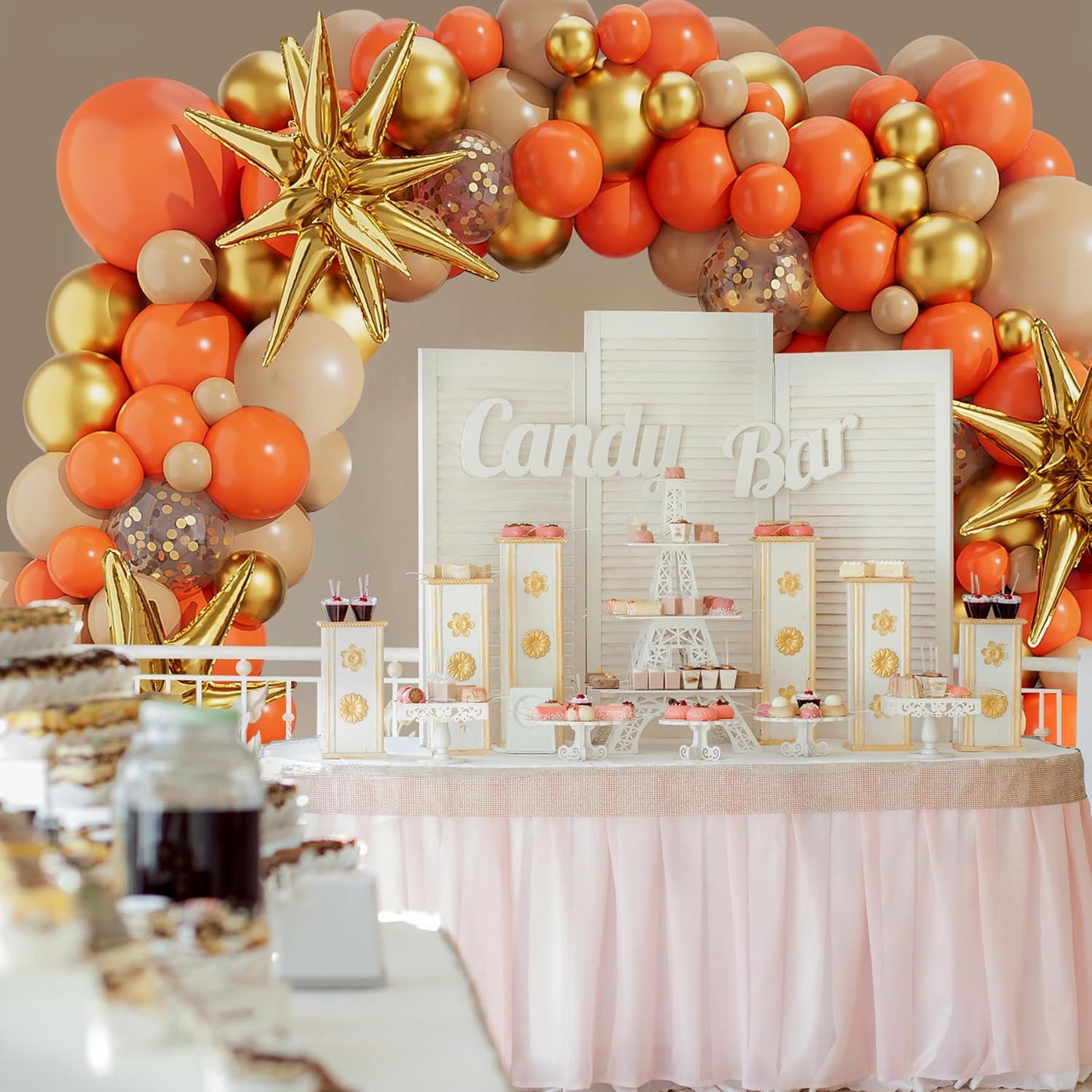 Gold Orange Balloons Garland Arch Kit,127 Piece Confetti Latex Metal Aluminum Foil Balloons for Birthday Baby Shower Party Decor Supplies