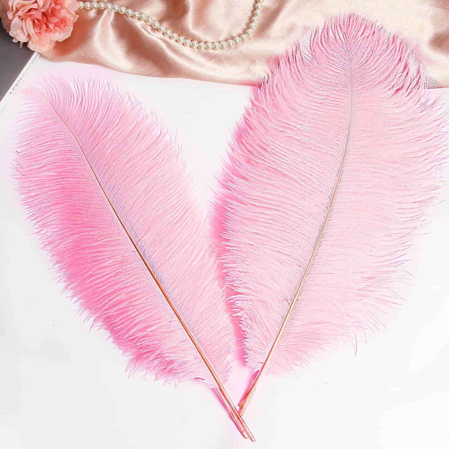 THARAHT 12PCS Ostrich Feathers Natural Bulk 12-14Inch(30-35cm) for Wedding Party Centerpieces Easter Gatsby Flower Arrangement and Home Decorate Ostrich Feathers,Pink