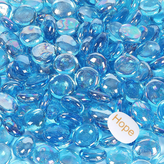 11LB Fire Glass Beads and Marbles for Outdoor Fire Pit and Fireplace, Glass Gemstones for Vase Filler, Aquariums, Hydroponics Plants, Home Decor and Christmas DIY Craft, Turquoise