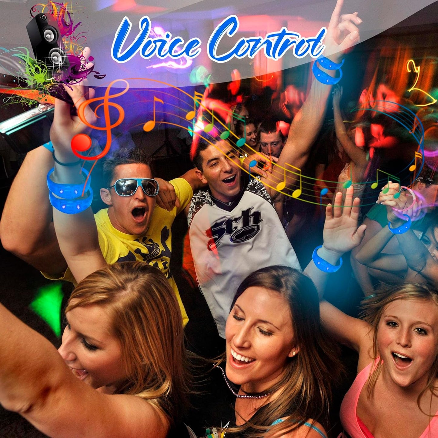 100 Pcs LED Bracelets Sound Activated with Flashing LED Strobe Music Control Light Up Bracelets for Rave, Game Prizes, Birthday Party Favor,Valentine's Day gift