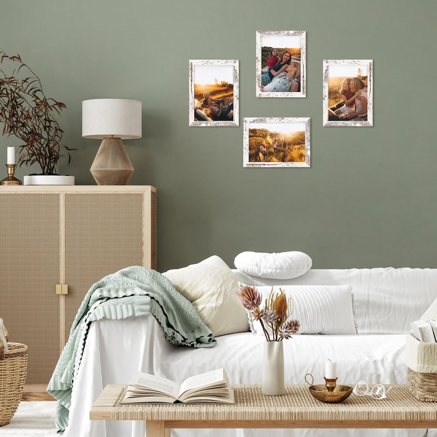 PETAFLOP Wooden Bulk 5x7 Picture Frame Set of 18, White Distressed Photo Frames Fits 5 by 7 for Wall or Tabletop Display