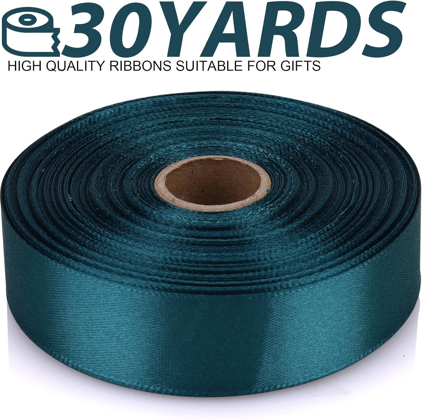 Greenish Blue Ribbon 7/8 Inch 30 Yards Satin Craft Ribbon-Single Face Polyester Ribbon for Handmade Roses,Gift Wrapping,Timeless Flower,Bouquets,Wedding and Party Decoration