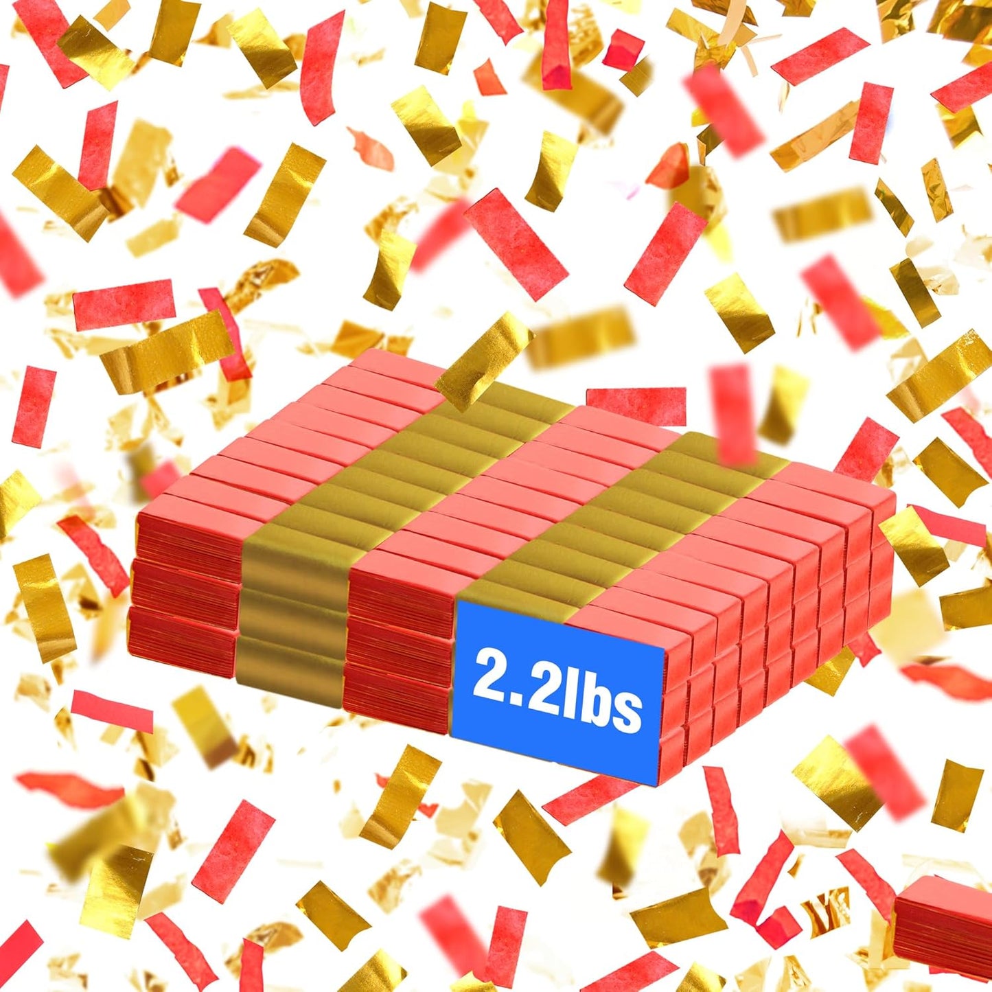 Red & Gold Confetti Paper - BULK 2.2lbs | 1kg, Biodegradable Tissue Paper, Rainbow Light Weight, Non-Staining Paper, for Events, Crafts, Decorations