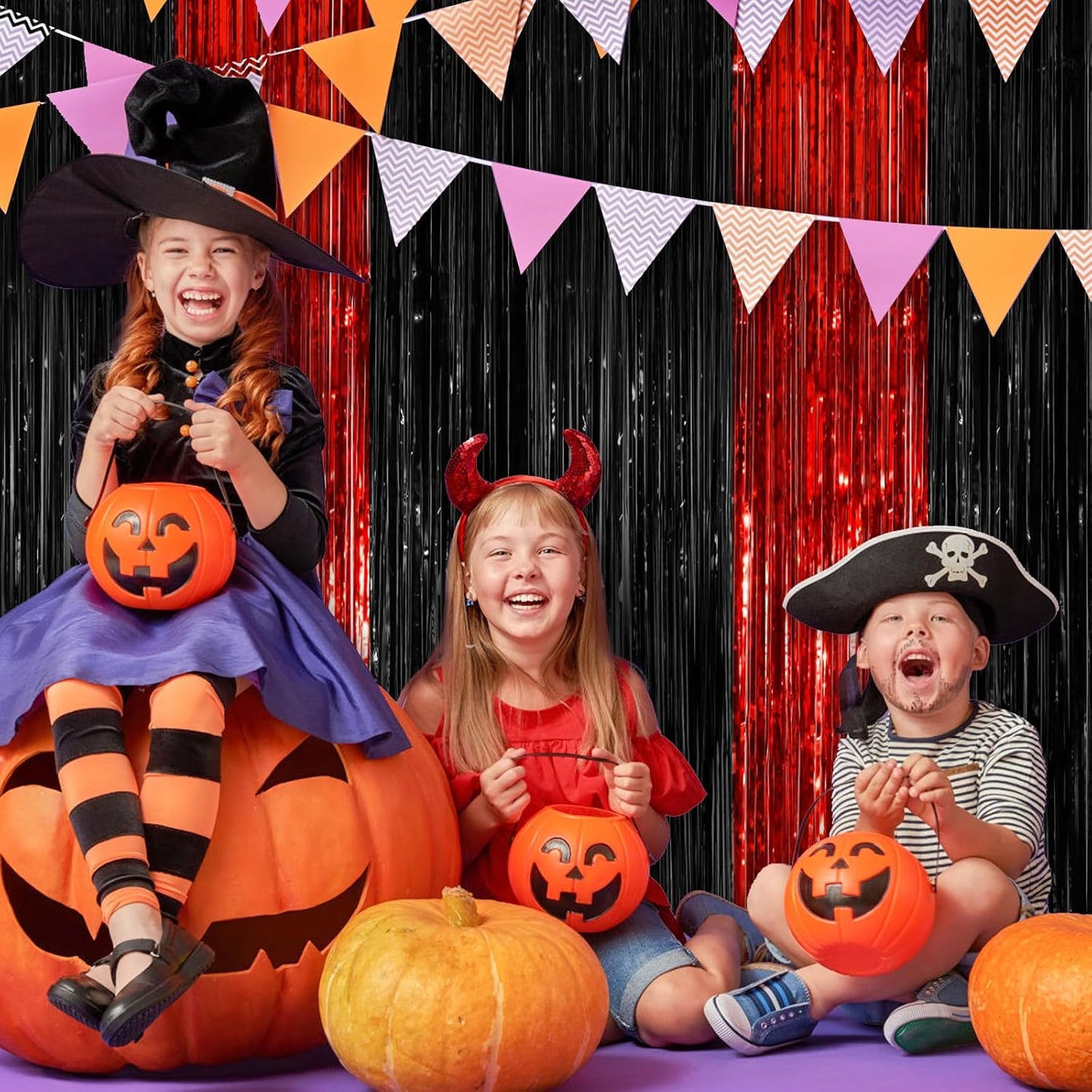 Black Red Fringe Curtain Party Streamers 2Pack 3.3 x 8.3 Ft Foil Fringe Backdrop Curtains for Birthday Wedding Bridal Baby Shower Holiday Tinsel Streamers Black Party Decorations Door Streamers