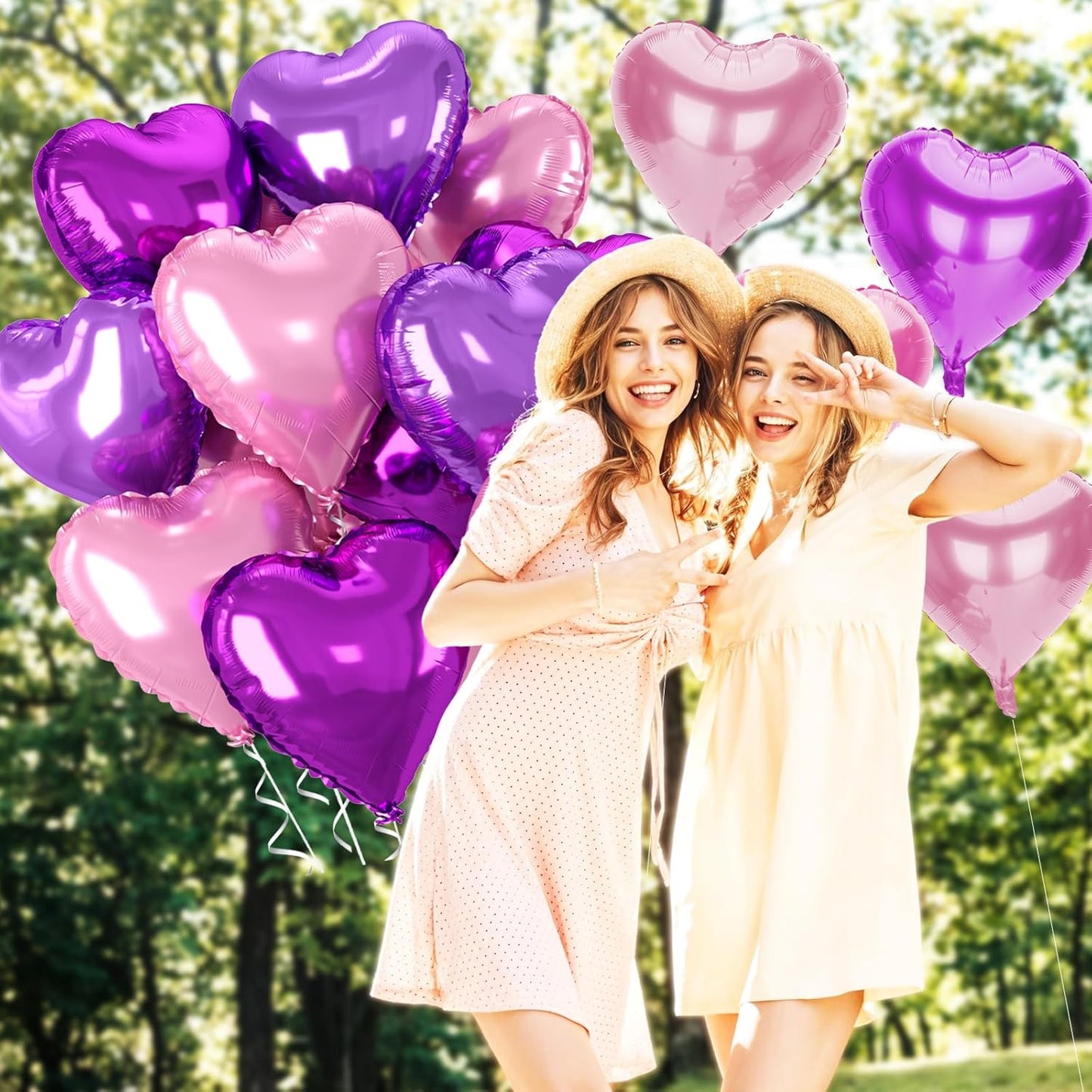 12 Pcs Heart Balloons, 18 inch Pink Purple Heart Shaped Balloon, Big Helium Foil Hot Pink Purple Balloons for Wedding Baby Shower Anniversary Backdrop Valentine Women Girl Party Decoration