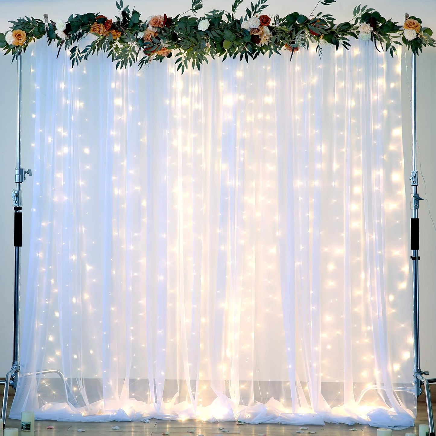 White Tulle Backdrop Curtain for Parties Wedding 10ft x 8ft Sheer Backdrop Curtains for Bridal Shower Birthday Party Baby Shower Ceiling Drapes Christmas Photo Decorations 2 Panels 5ft x 8ft
