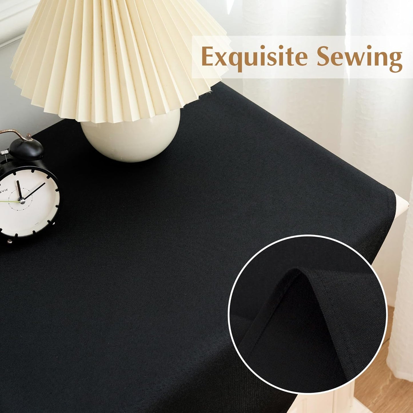 2 Pack Small Square Table Cloth 24X24 Inch Black Washable Fabric Tablecloth Polyester Solid Tables Cover for Night Stand End Table Side Table Outdoor Indoor