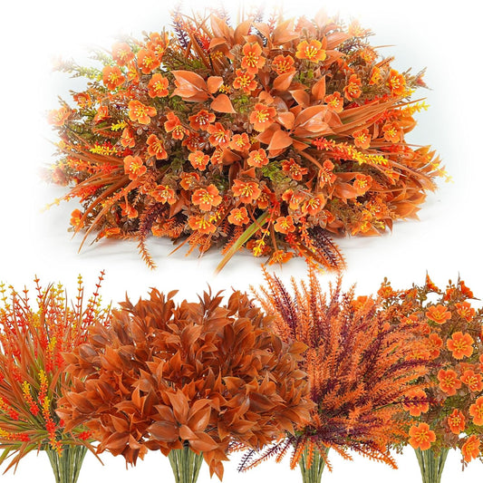 40 Pcs Artificial Fall Flowers Outdoor Faux Fall Plants UV Resistant Fall Flower Decorations for Home Front Porch Farmhouse Office Birthday Party Table Centerpiece Harvest