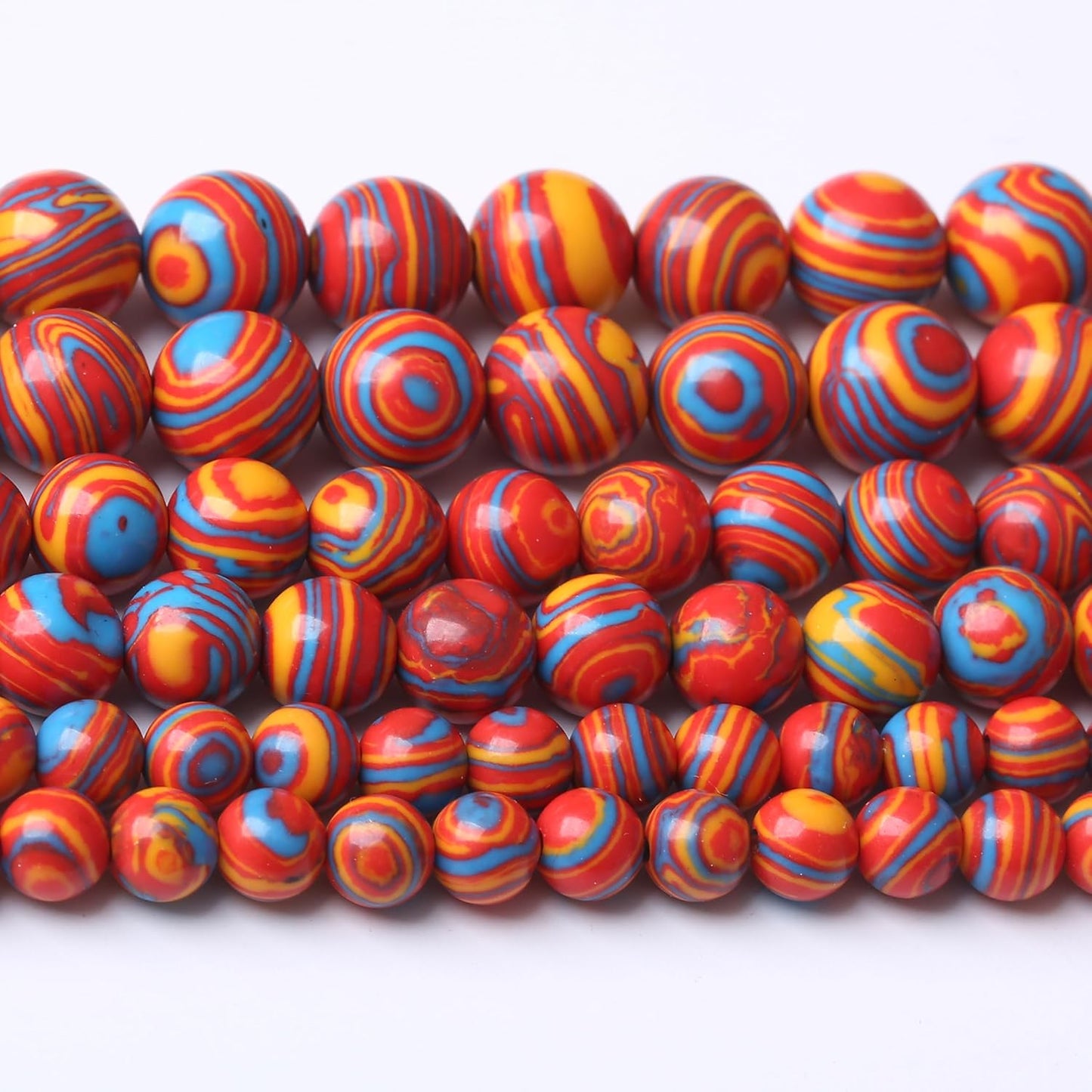 Red Yellow Blue Peacock Turquoise Stone Beads Gemstone Round Crystal Energy Jade Beads Stone Beads for Jewelry Making DIY Bracelet Necklace Jewelry Making 1 Strand 15.5inch 4MM