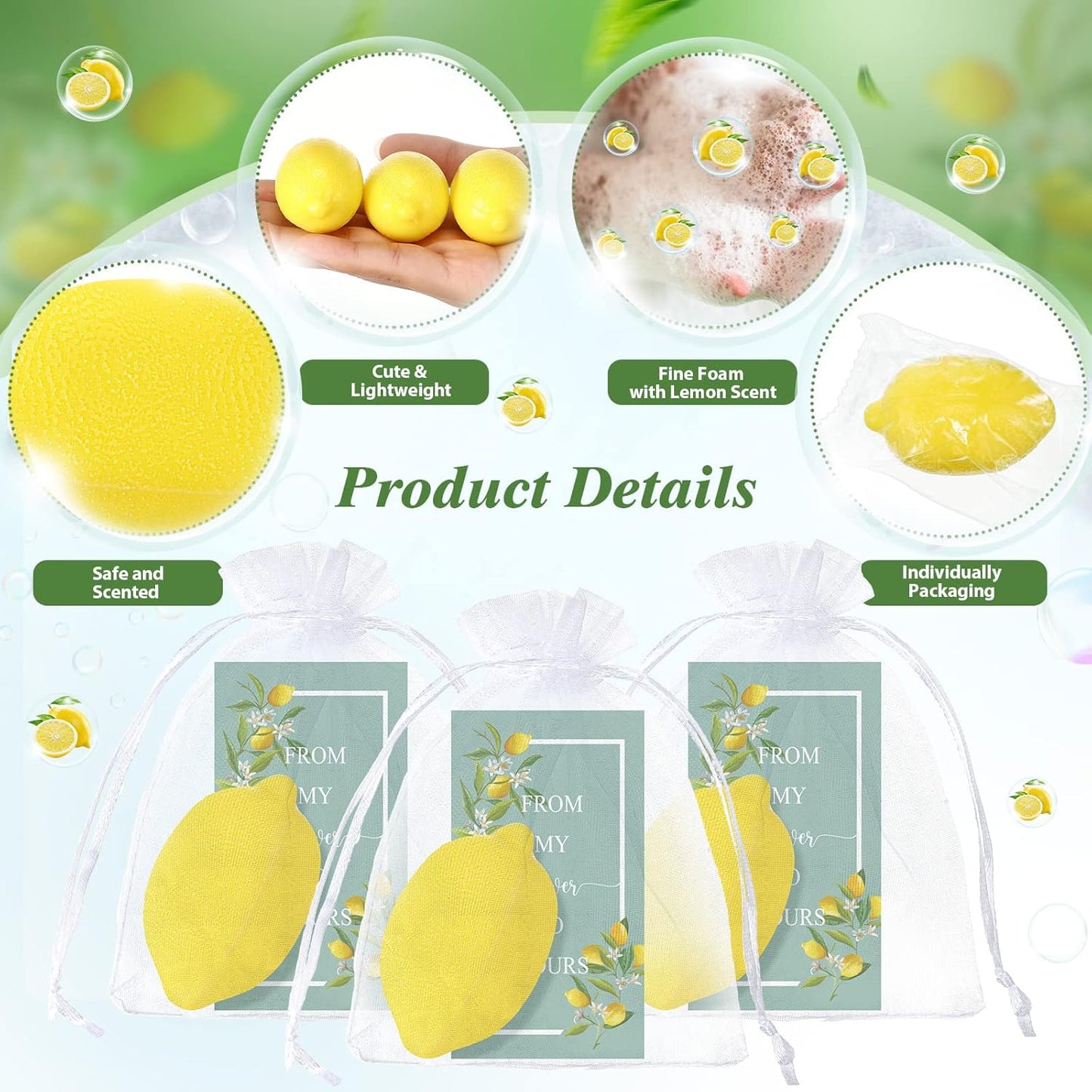 Lounsweer Set of 80 Wedding Lemon Soap Favors Mini Bridal Shower Favors Natural Lemon Shaped Soap Bar with from My Shower to Yours Cards and White Organza Bags for Party Baby Shower Decorations