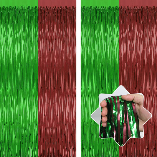 2 Pack Football Party Decorations,3.28 Ft x 6.56 Ft Football Tinsel Backdrop,Brown Green Foil Fringe Curtains Metallic Party Streamer Birthday Party Decorations Sports Background