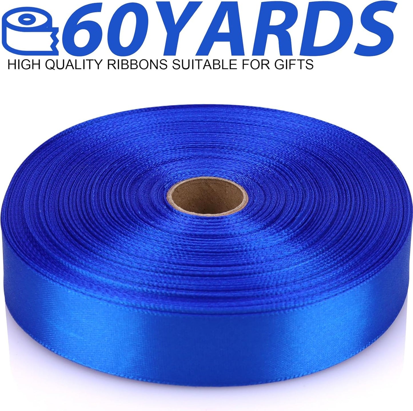 Blue Satin Ribbon 7/8 Inch 60 Yards - Single Face Polyester for Handmade Roses, Gift Wrapping, Timeless Flower, Bouquets, Wedding and Party Decoration