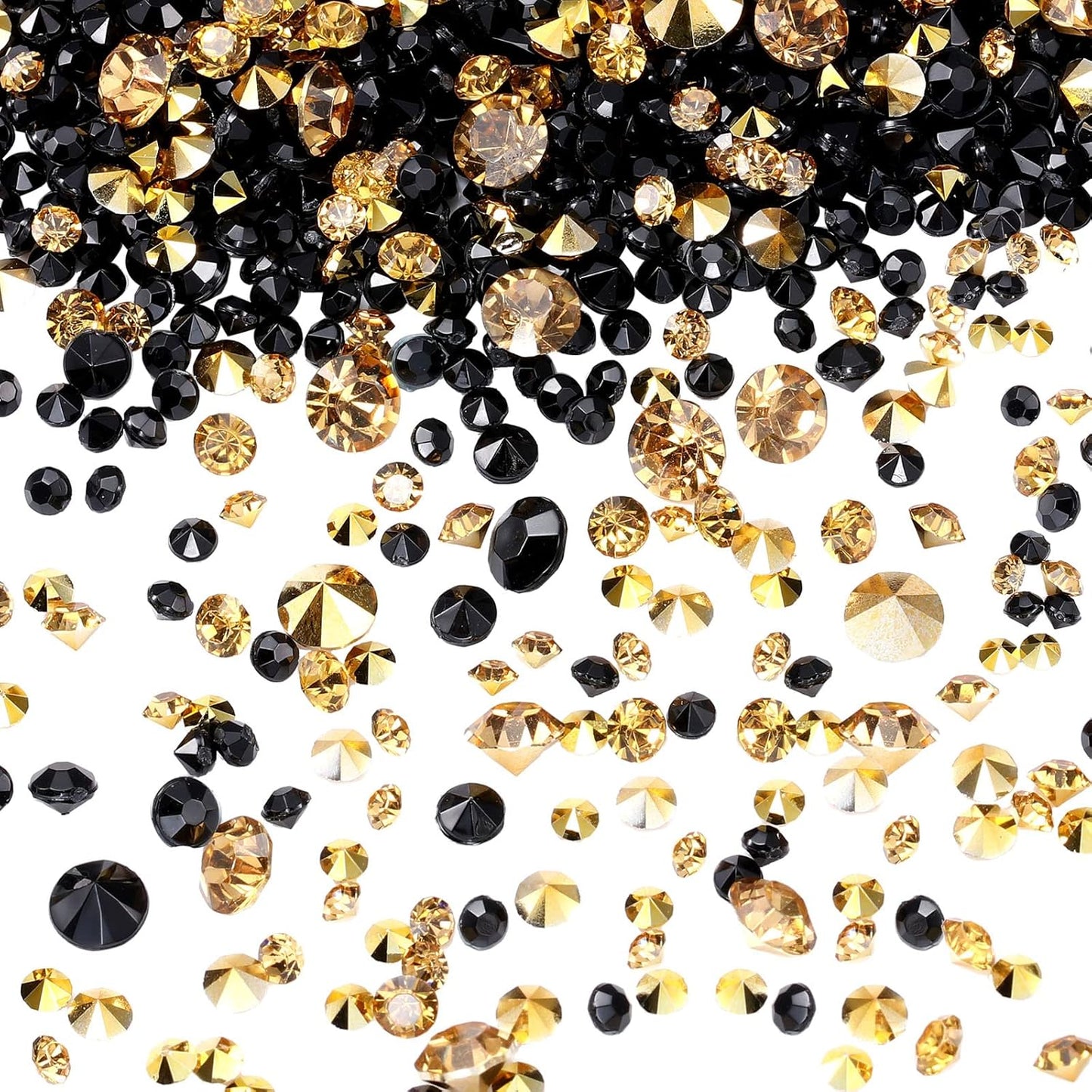 10000 Clear Wedding Table Scatter Confetti Crystals Acrylic Diamonds Rhinestones for Table Centerpiece Decorations Wedding Bridal Shower Decorations Vase Beads (Gold, Black,3 mm, 4 mm, 6 mm)