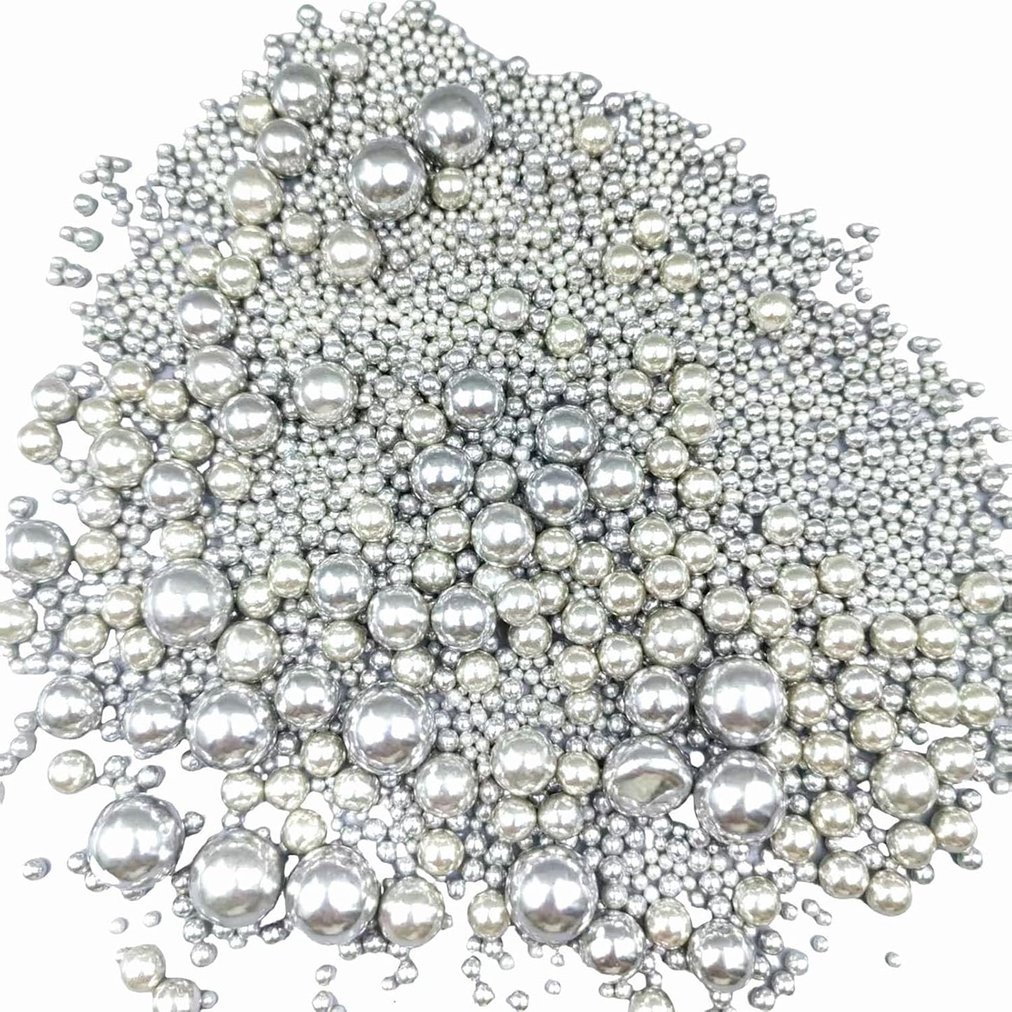 Edible Pearl Sugar Sprinkles Silver Candy Mixing Size Baking Edible Cake Decorations Cupcake Toppers Cookie Decorating Celebrations Wedding Valentines Easter Halloween Christmas Supplies 120g/ 4.23oz