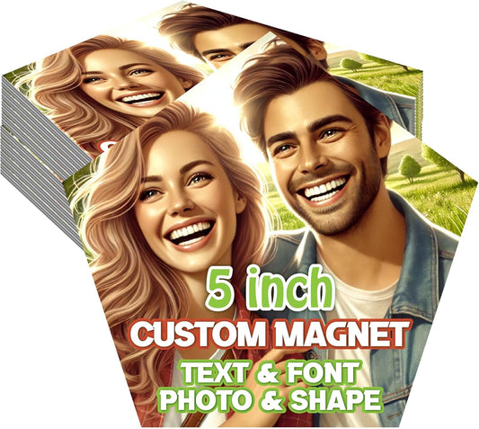 KETABAO – 5" Personalized Pentagon Magnetic Picture Magnet - Custom Refrigerator and Car Magnets for Decorations and Gifts