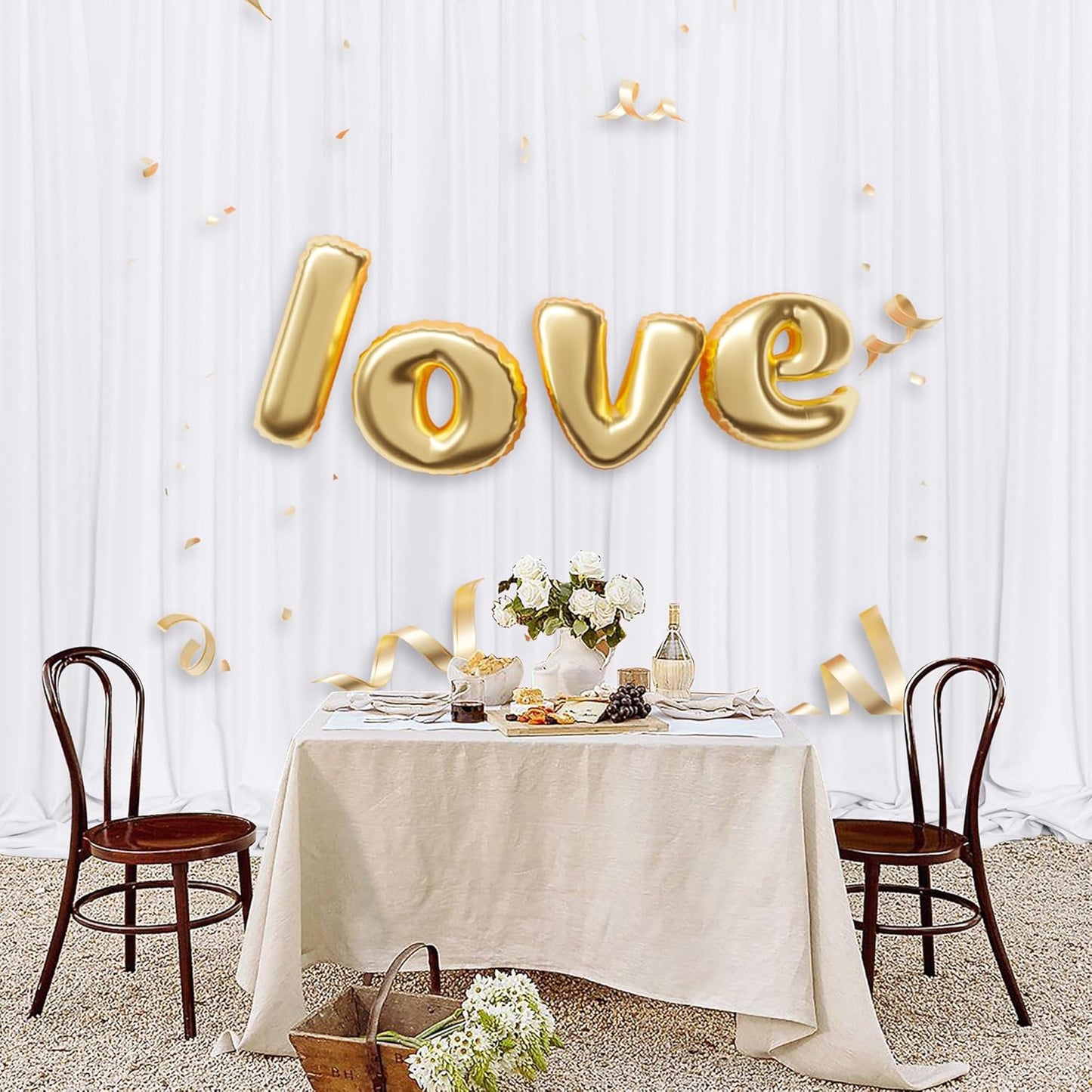 MEETSKY White Backdrop Curtains for Parties - 10ft x 8ft Wedding Photo Background Curtain Rod Pocket Fabric Drapes Panels for Birthday Holiday Party Home Decoration, 5ft x 8ft, 2 Panels