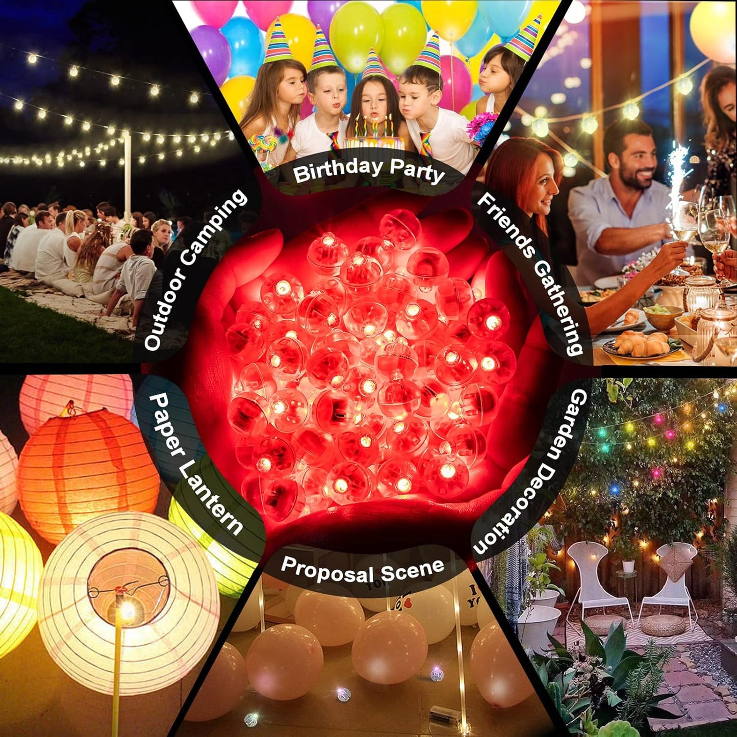 50pcs Red LED Balloon Lights, Mini Led Lights Small Round LED Ball Lamp for Paper Lantern Balloons Indoor Outdoor Party Event Fun Birthday Party Supplies Wedding Halloween Christmas Decoration