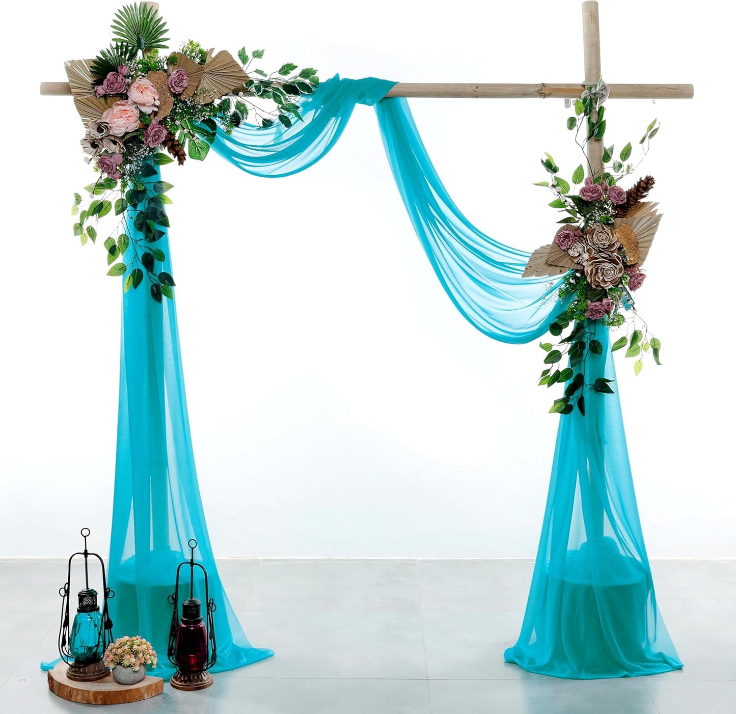 VDS Pack of 1 Panel (30 Inch X 50 Feet) Wedding Arch Draping Fabric Sheer Chiffon Fabric Drapery for Wedding Ceremony Reception Swag Backdrop Canopy Chuppah ARBO Altars Decoration (Peacock Blue)