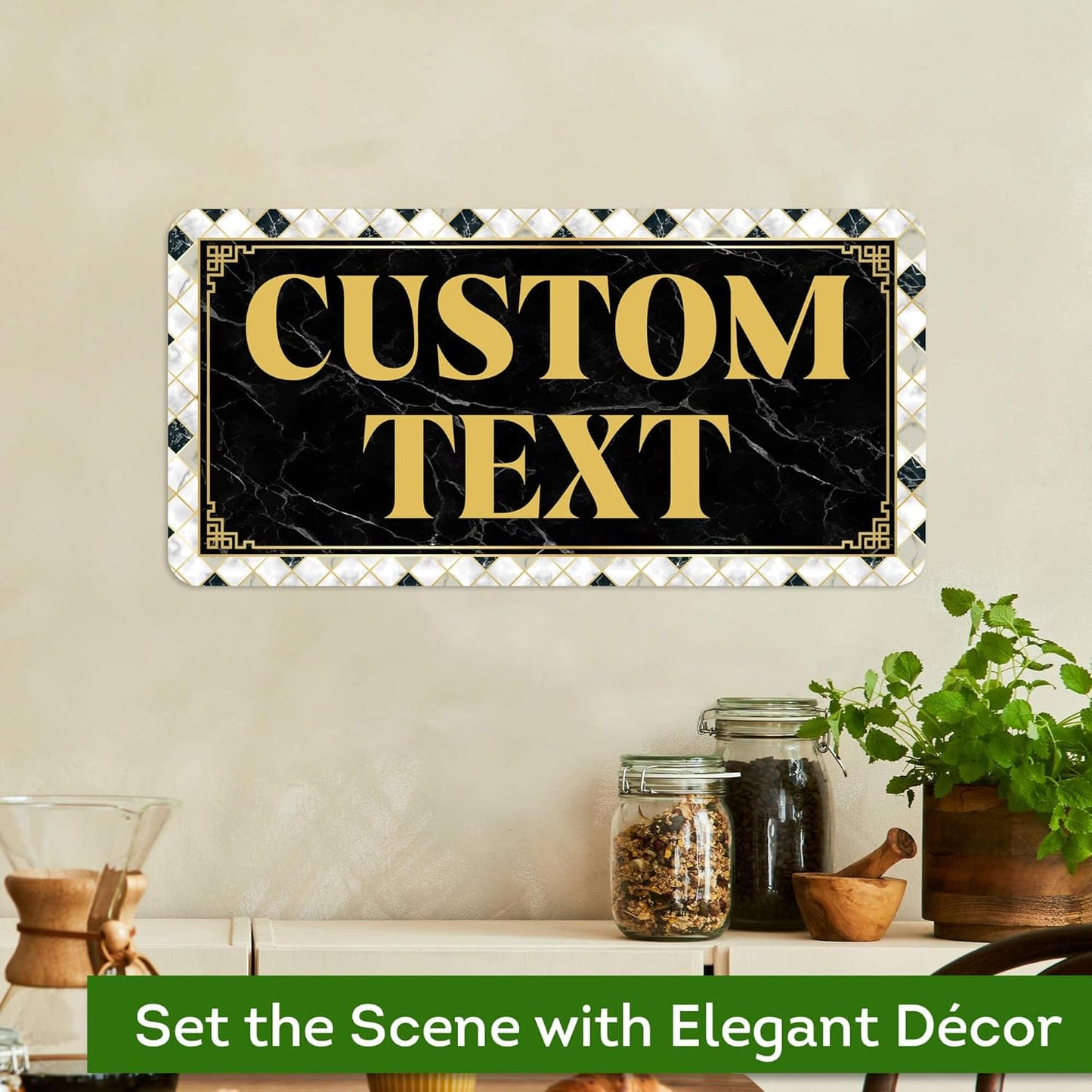 Custom Sign, Custom Street Sign, 11 Font Colors, 13 Font Styles, 4 Hole Options, 22 Sizes, 9x18 Inches, Rust Free DiBound, Fade Resistant, Made in USA by My Sign Center (Marble Tile)