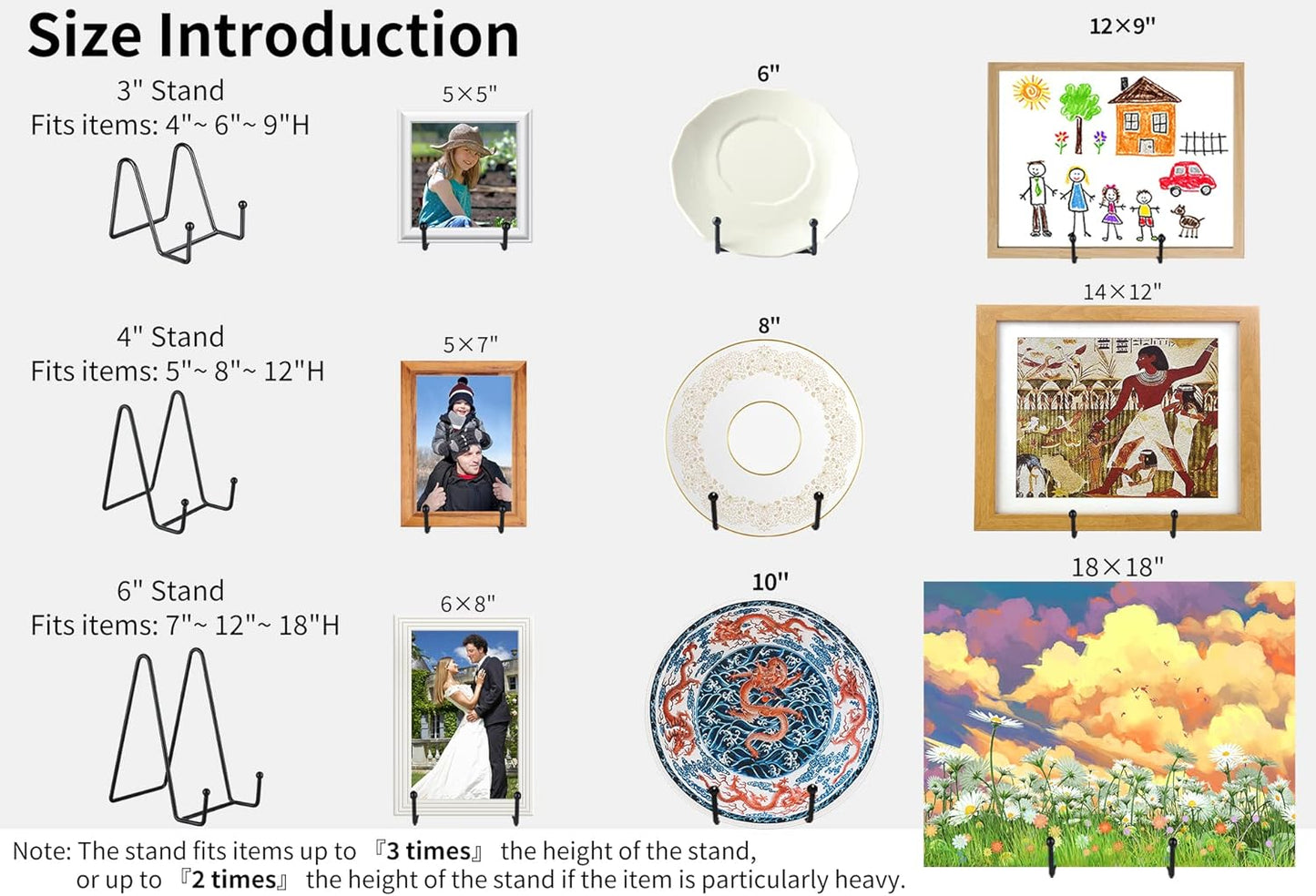 IBosins 5 Pack 4 Inch Plate Holder Display Stands, Metal Black Frame Stand for Picture, Book, Photo Easel, Creation, Collectibles