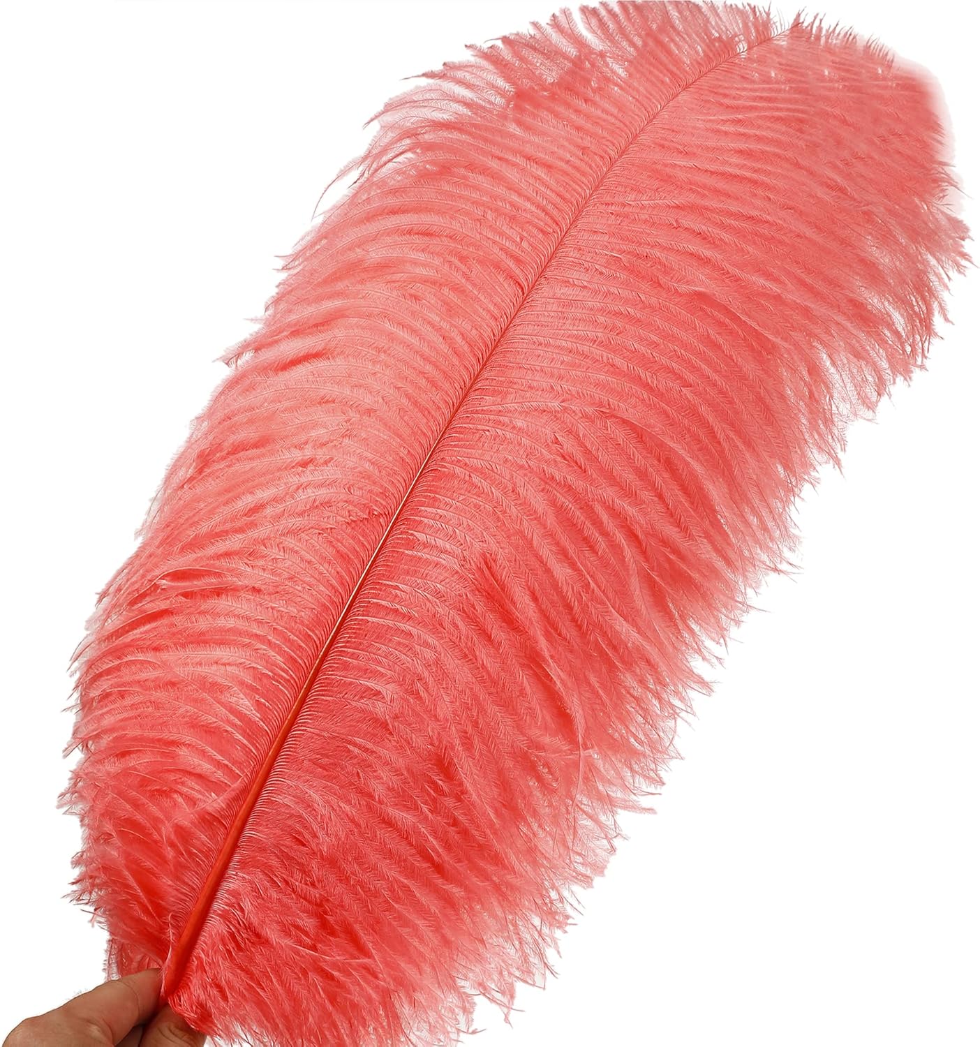 Larryhot Red Large Ostrich Feathers - 10pcs Feathers for Vase Decoration,Wedding Party Centerpieces and Home Decorations (Sunset Red)