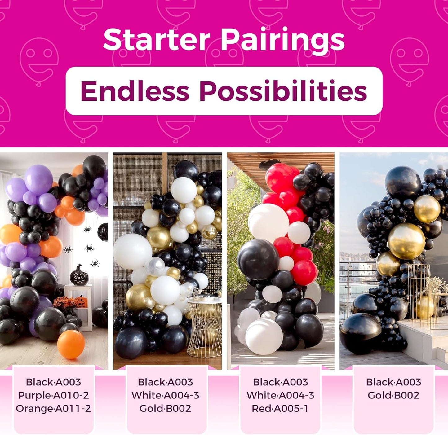 Bezente Black Balloons Latex Party Balloons - 150 Pack 5 inch Matte Black Helium Balloons for Black Themed Birthday Graduation Bridal Shower Halloween Party Decorations