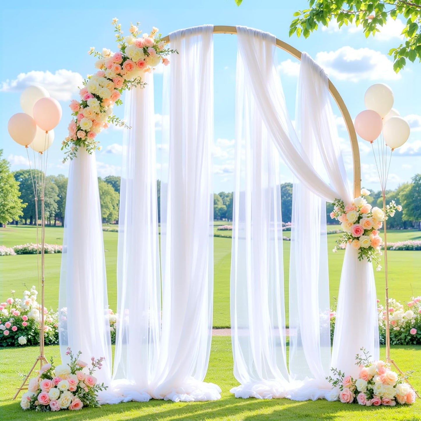Wedding Arch Draping Fabric Backdrop 1 Panel 30" x 19Ft White Arch Drapes Curtains for Wedding Reception Sheer Tulle Backdrop Curtain for Ceremony Birthday Party Arbor Ceiling Decorations