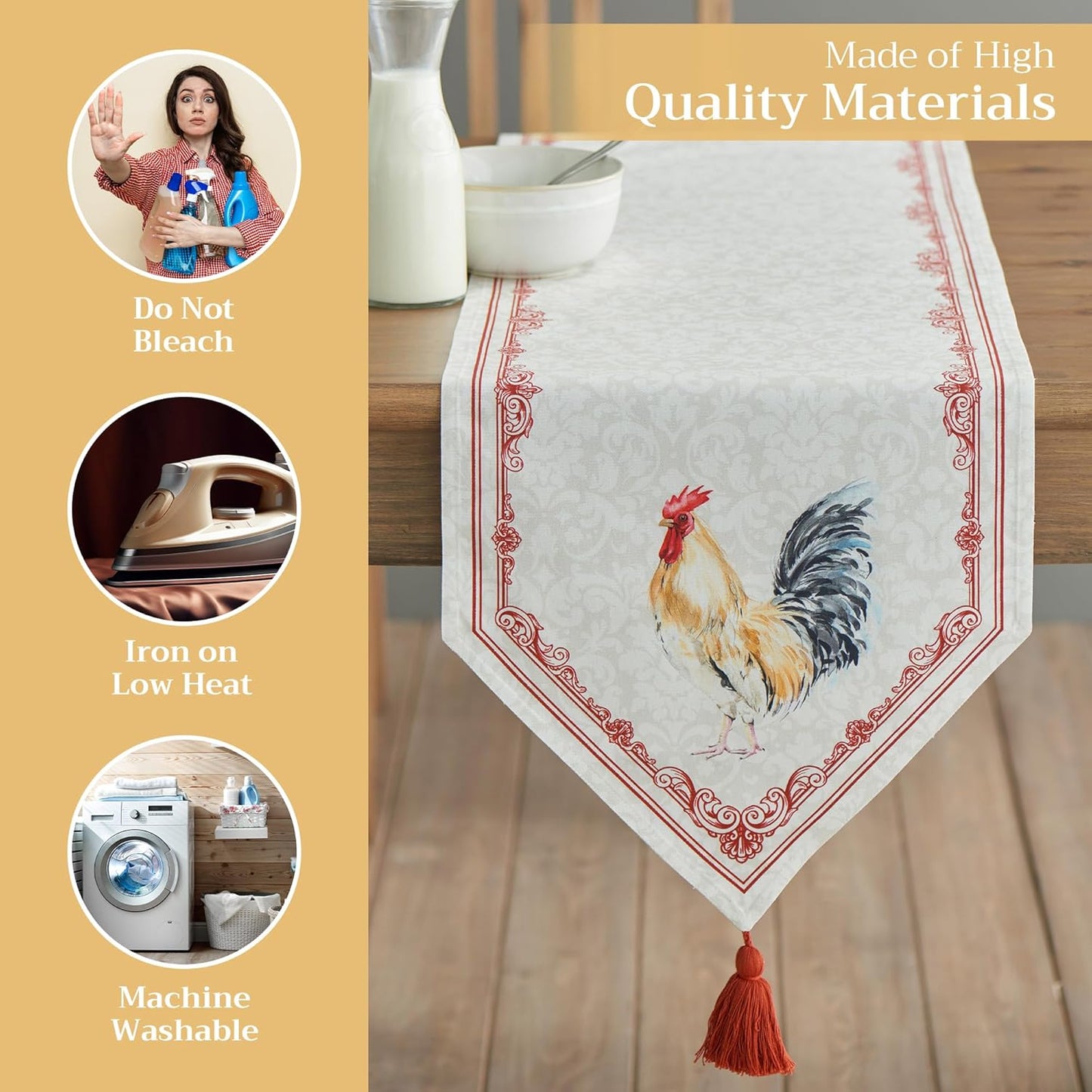 Maison d' Hermine Table Runner 100% Cotton Double Layer Table Runners 72 inches Long Decorative for Home Kitchen Dining Party Baby Shower Wedding Bridal Shower Spring Summer (Campagne, 14.50" x 72")