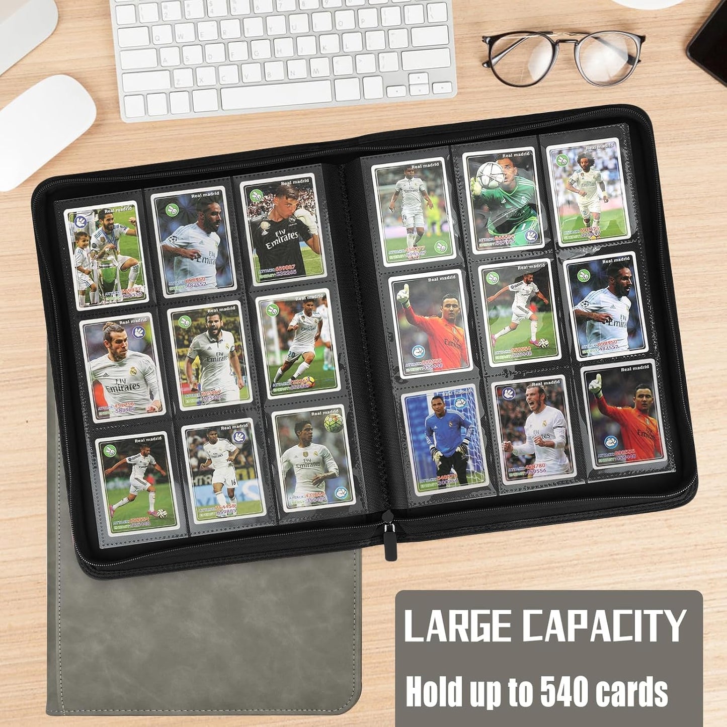 9 Pocket Card Binder,540 Pocket Trading Card Binders,Loading Pocket Collectible Card Album for MTG, TCG, Sport Card, Game Cards Grey