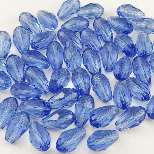 200pcs 3x5mm Teardrop Crystal Glass Beads for Jewelry Making, Faceted Vertical Hole Teardrop Glass Spacer Beads for Wind Chimes Bracelet Earring Necklace DIY Craft(Light Blue)