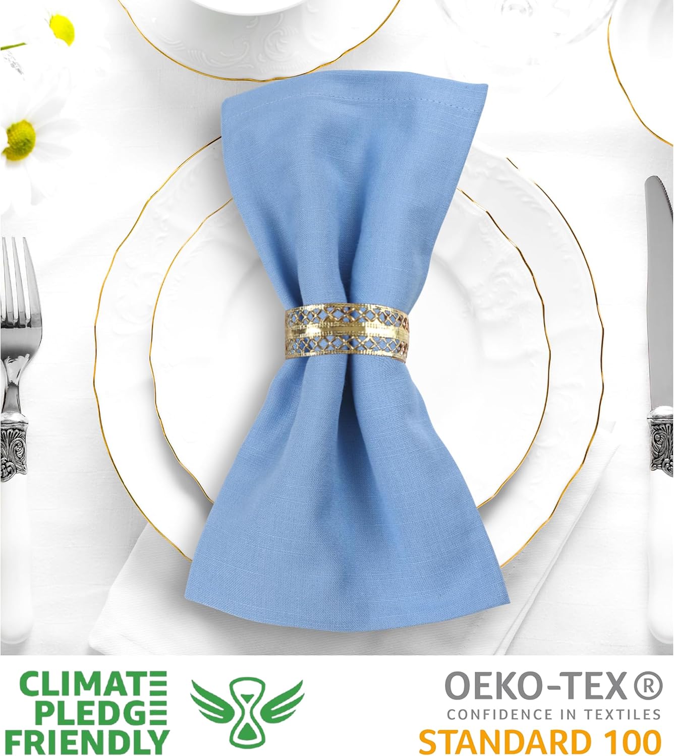 Urban Villa Ice BlueNapkins Solid Set of 12 Cloth Dinner Napkins Size 20x20 Inches Cloth Napkins 100% Cotton with Mitered Corners Ultra Soft DinnerNapkins