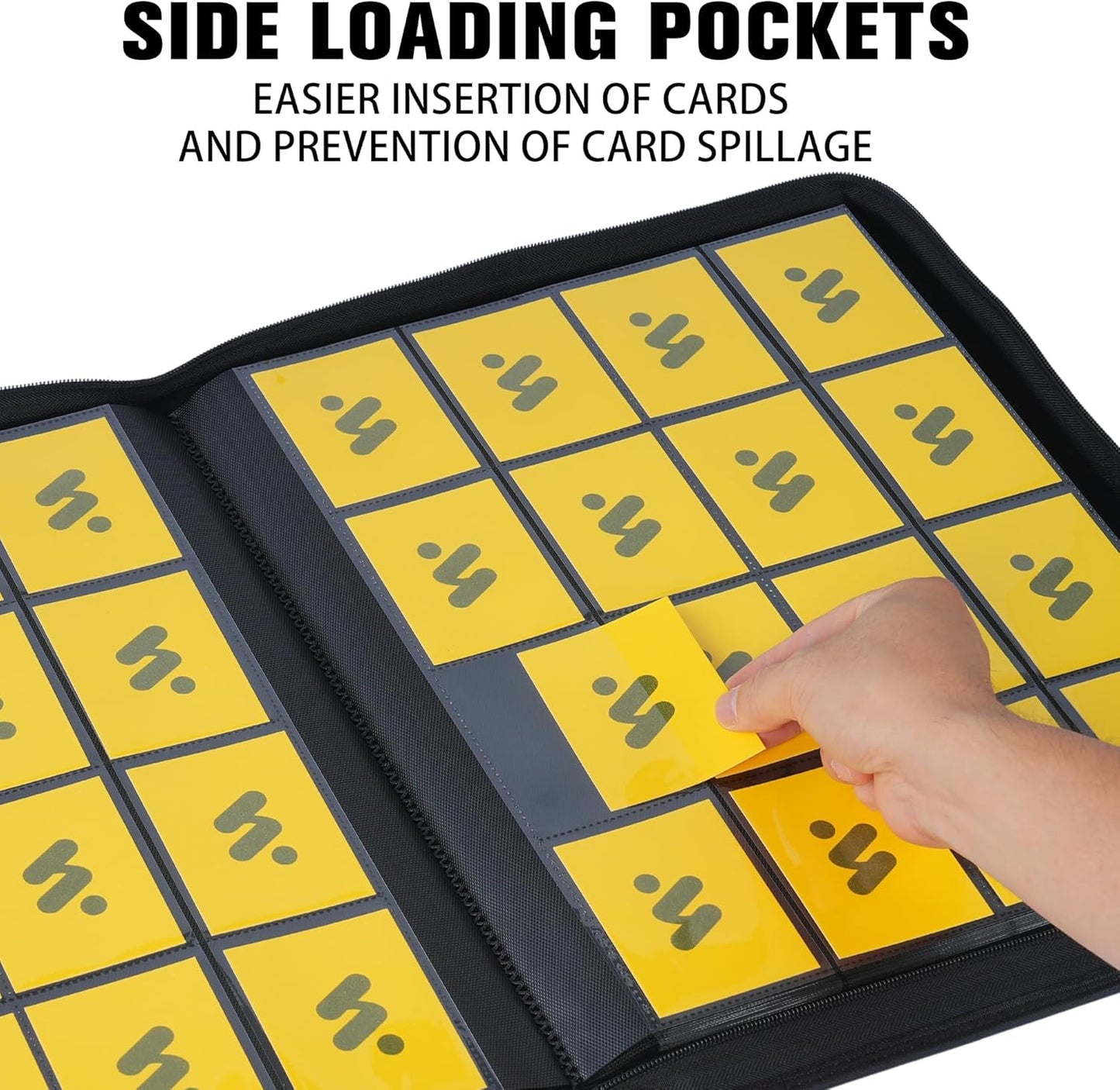 Premium 1000+ Pockets Card Binder,16 Pockets Card Binder Ringless Side Loading Trading Card Album Folder for TCG -White