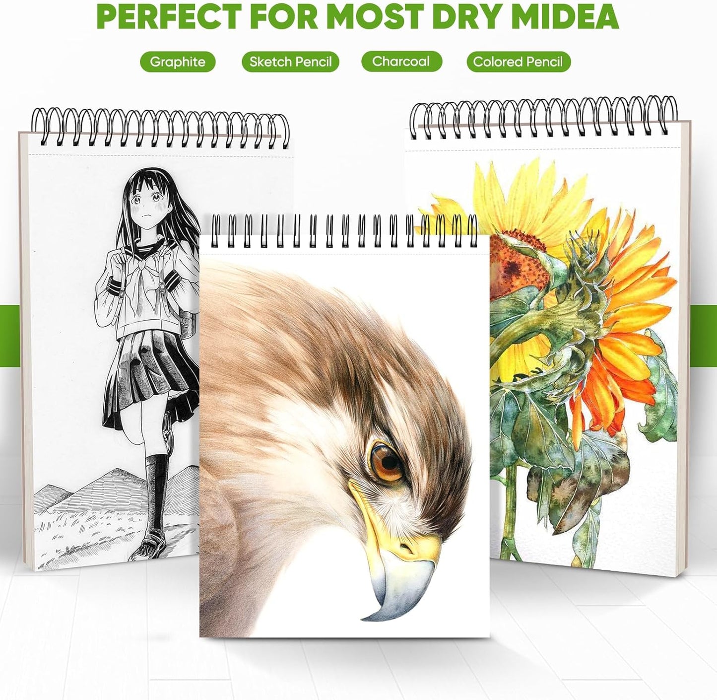 Soucolor 11" x 14" Large Sketchbook, 100 Sheets 68lb/100gsm Top Spiral Bound Large Sketch Pad, Acid Free Big Sketch Paper for Drawing, Illustration, Art Class Students